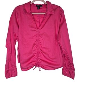 Audrey Lane fuchsia long-sleeve ruched blouse